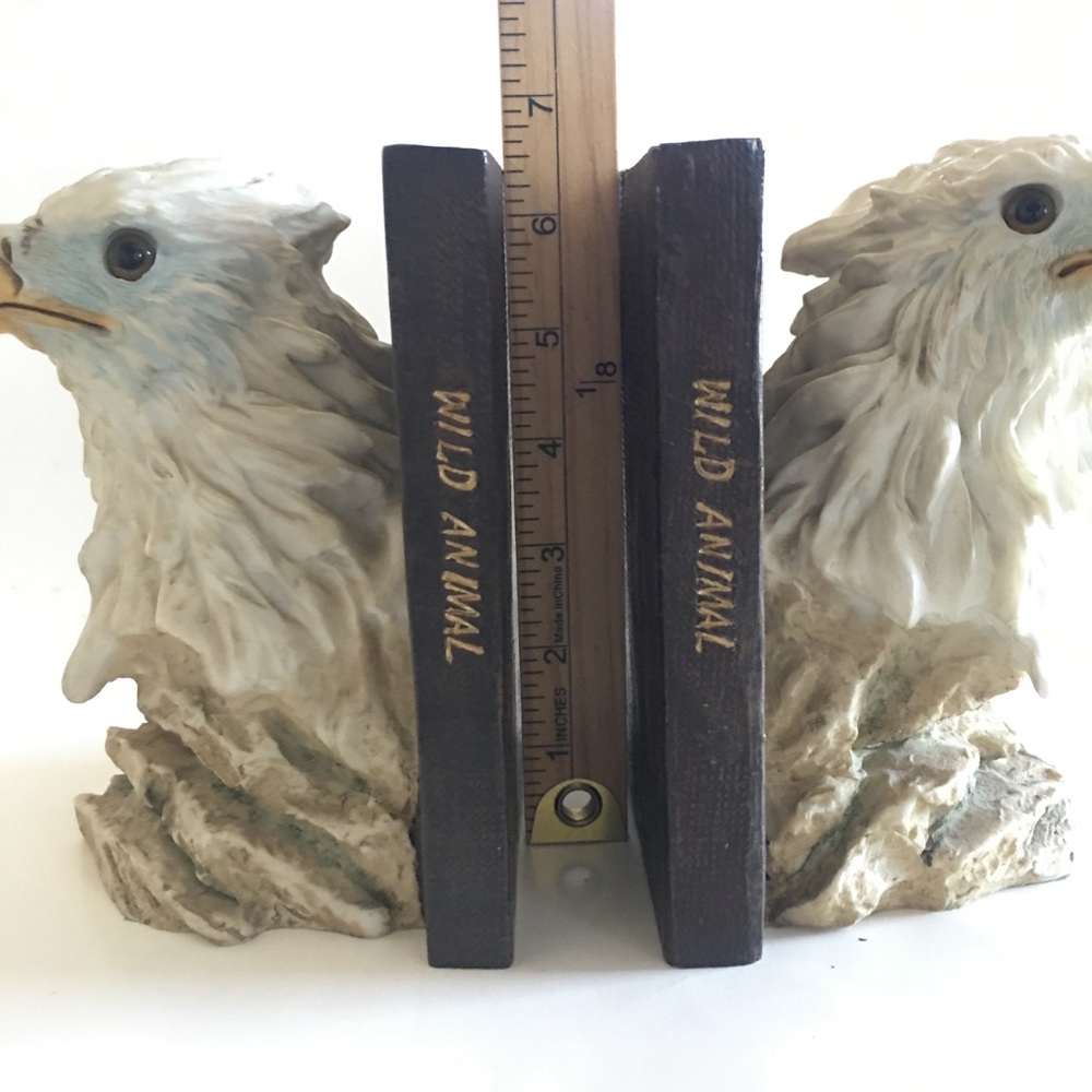 Vintage Wild Animal Eagle Bookends Fierce Realistic Eyes Ceramic Heavy 6.5” - Picture 13 of 16